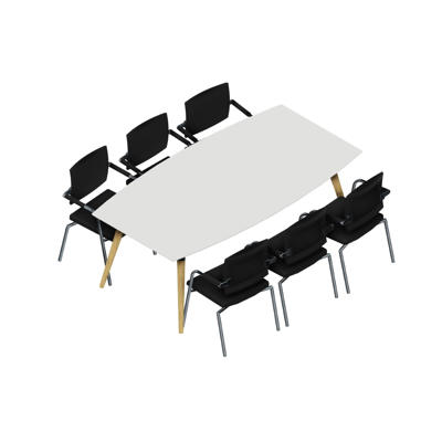 Konferencebord Dencon XL 1928 206x110 HPL hvid/eg