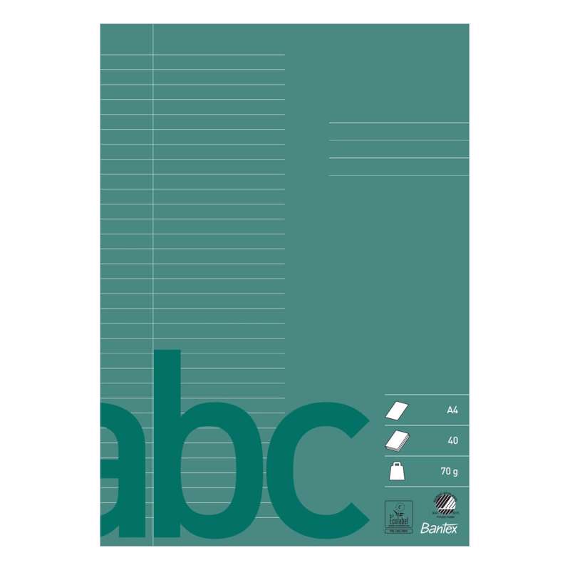 Skolehæfte Bantex A4 lin 32 linjer 40bl 70g mørkegrøn