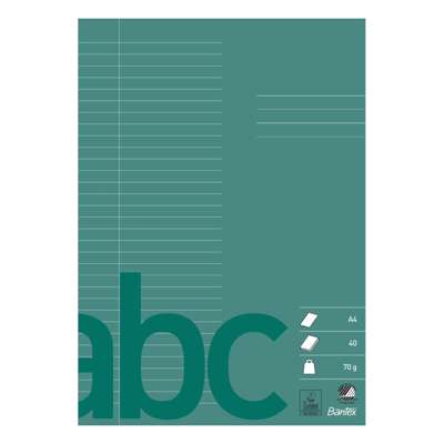 Skolehæfte Bantex A4 lin 32 linjer 40bl 70g mørkegrøn