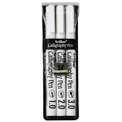 Kalligrafipen Artline EK-240 ass. 1/2/3mm sort pk./3