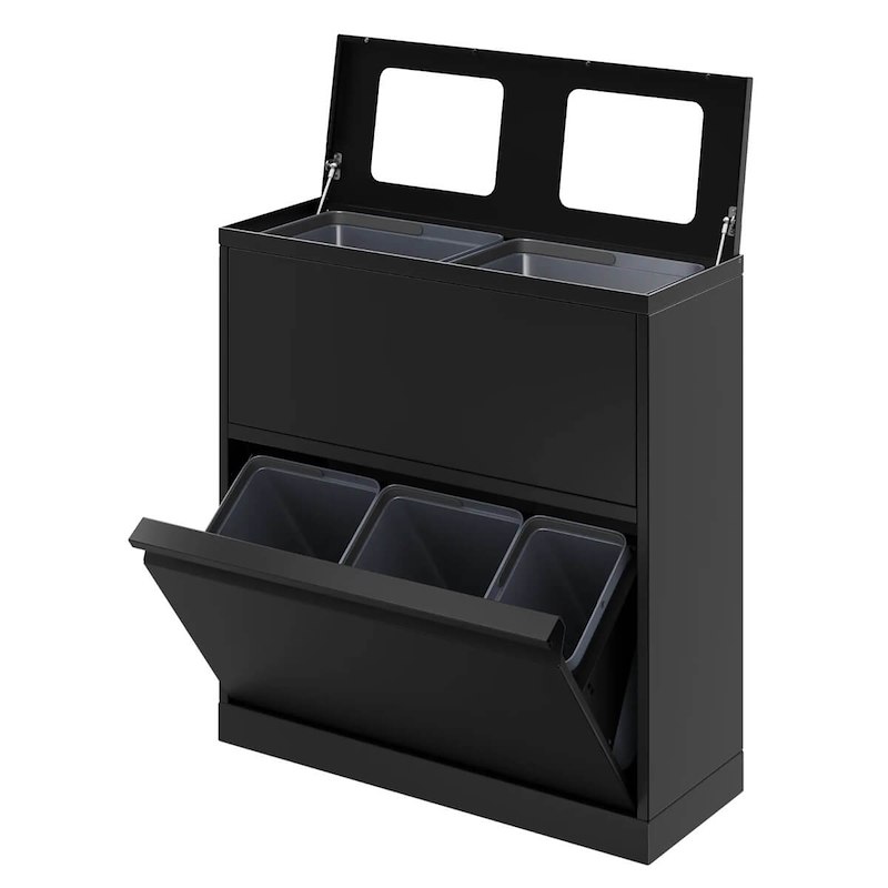 Affaldssystem affaldssortering Bica S30 880 80L m/hjul sort