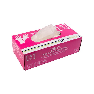 Undersøgelseshandske vinyl str. S pudderfri pk./100