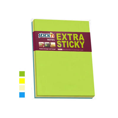 Notes Stick'N 203x150mm ekstra sticky ass. 4blk/pk