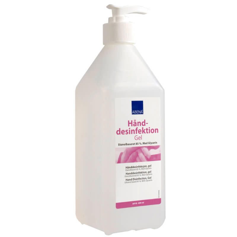 Håndsprit gel fra Abena 85% m. pumpe 600 ml.