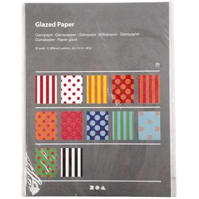 Glanspapir Creas m/print 24x32 80g ass. /50 ark