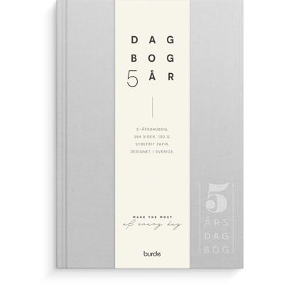 5-årsdagbog A5 lærredspræg grå