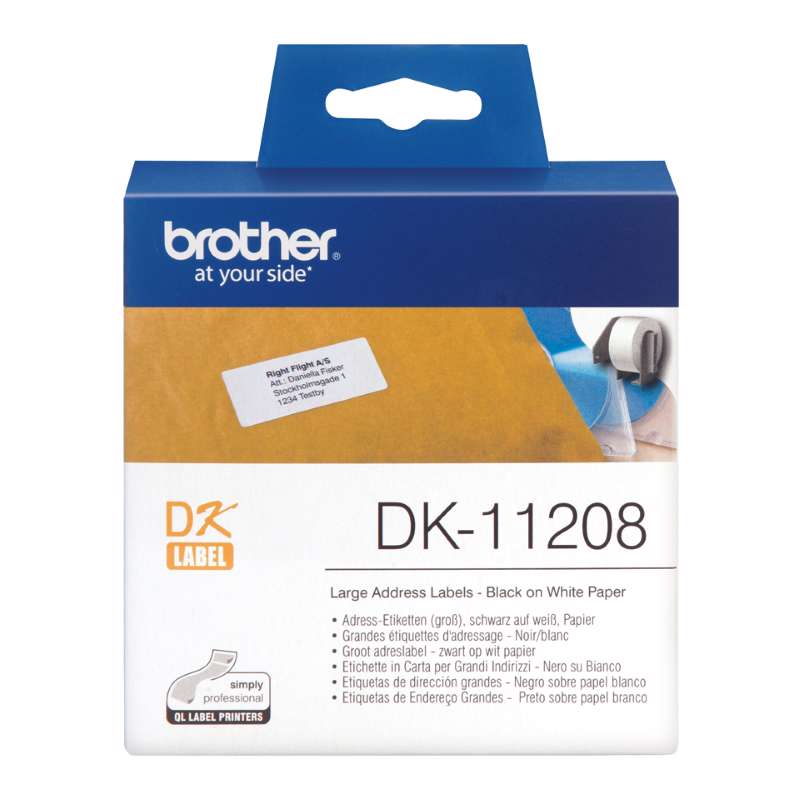 Label Brother hvid DK11208 38x90mm adresse 400stk/pk