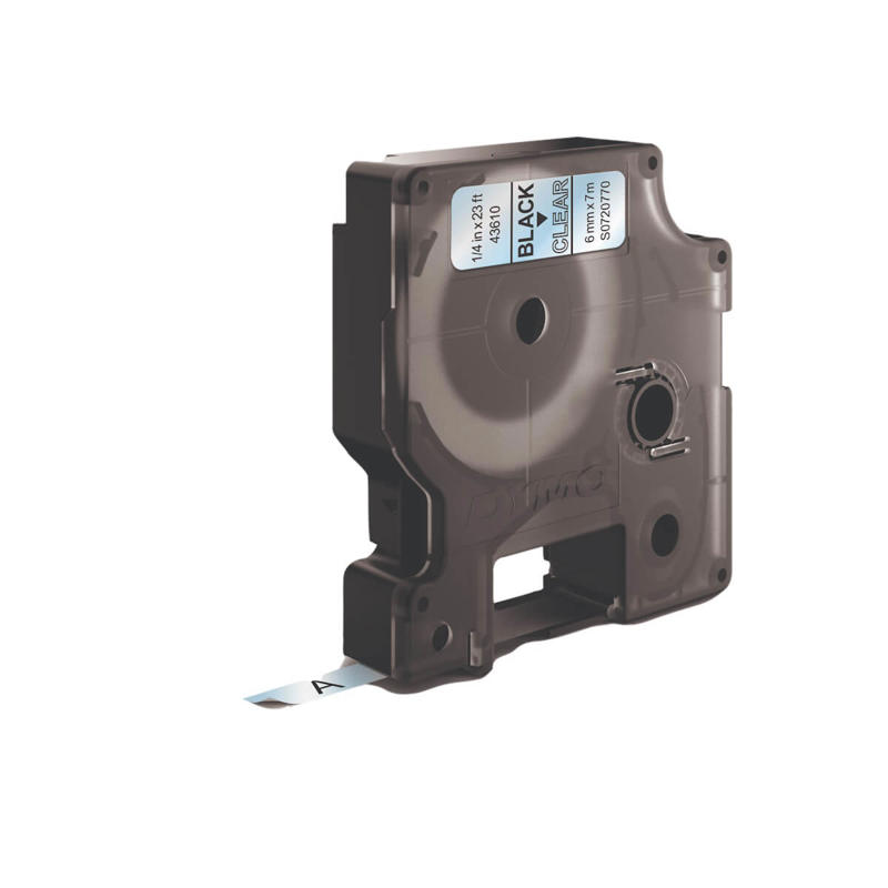 Labeltape DYMO D1 6mm sort på klar