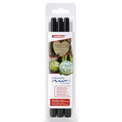 Kalligrafipen Edding 1255 ass. 2/3,5/5mm sort pk./3