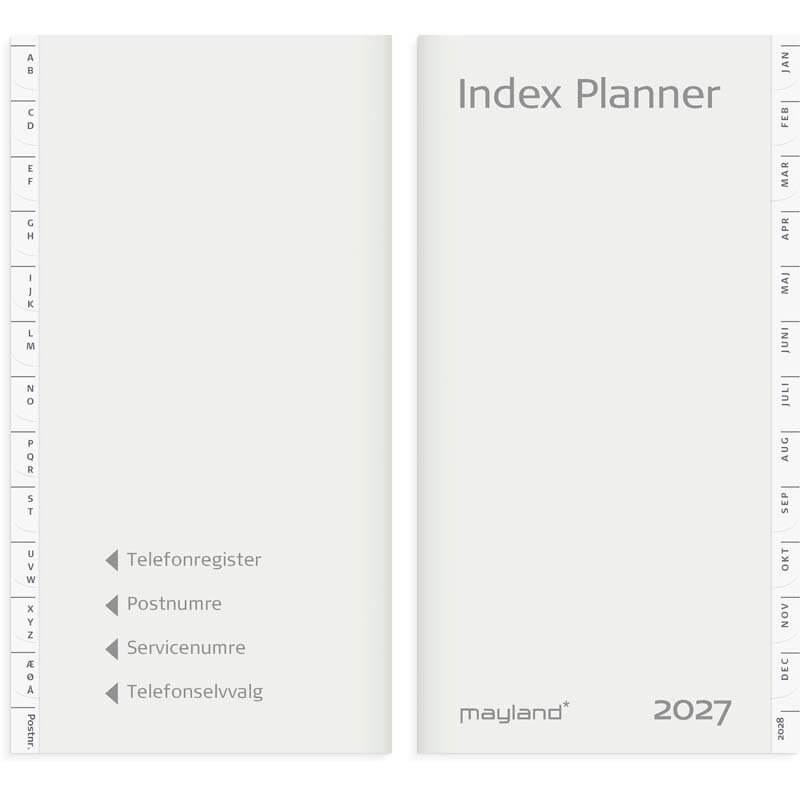 Index Planner månedskalender 2027 Mayland REFILL + tlf.reg.
