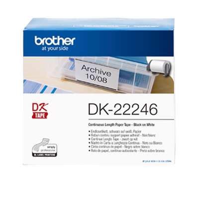 Label Brother DK22246 103mm sort på hvid papirtape