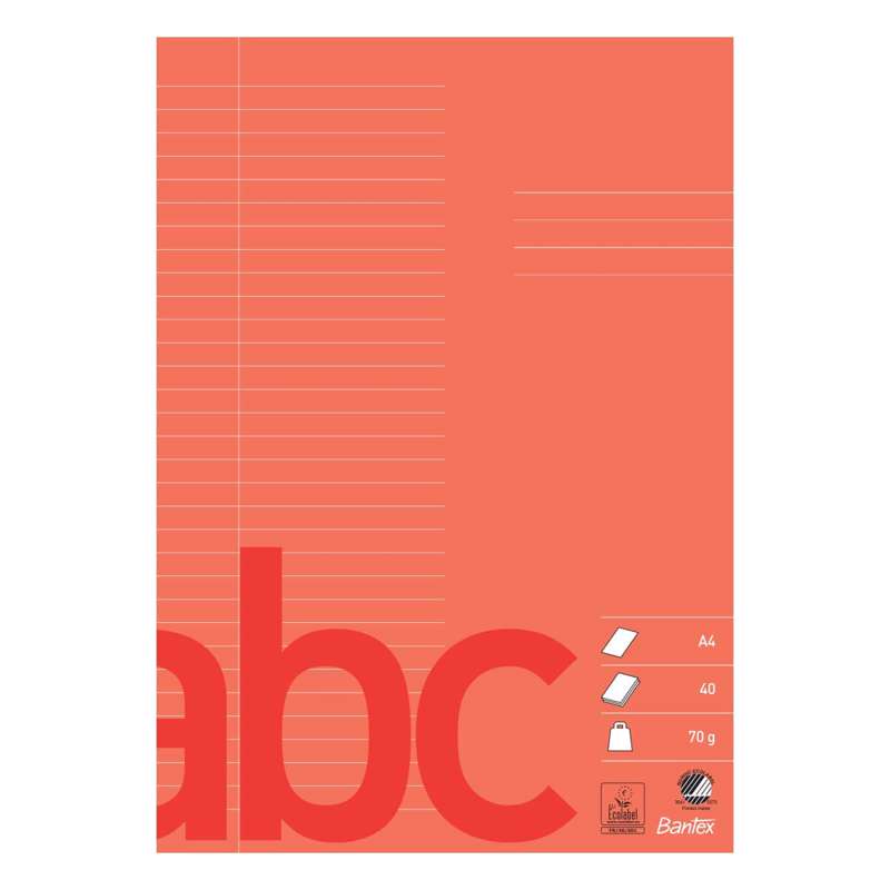Skolehæfte Bantex A4 32 linjer 8.5 mm 70g rød
