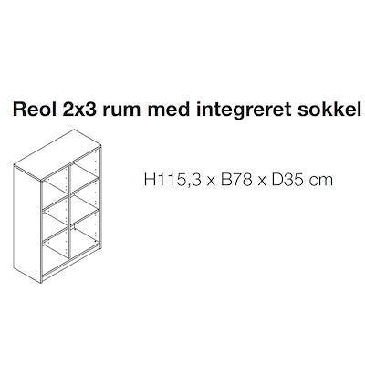 Reol Fumac Jive 6-rum m/sokkel bøg