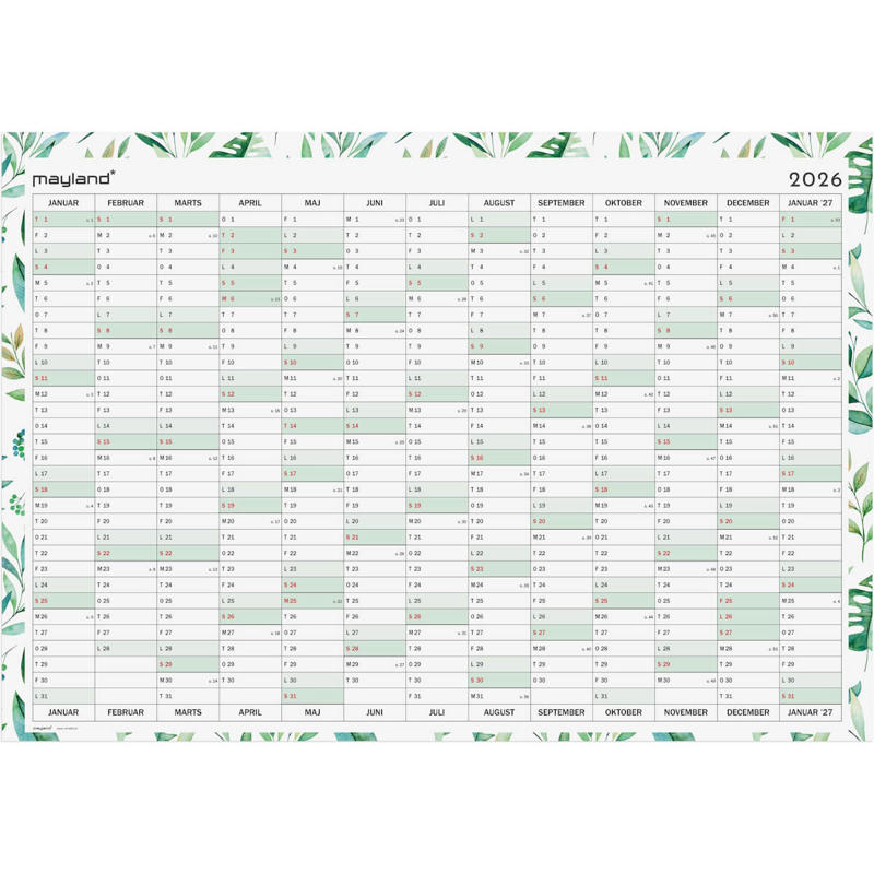 Kæmpekalender whiteboard 1x13 mdr. 2026