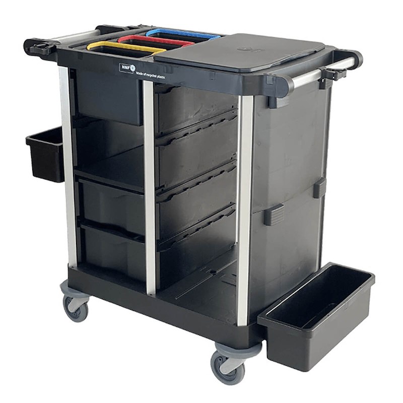 Rengøringsvogn Nordisk Microfiber medium uden døre sort