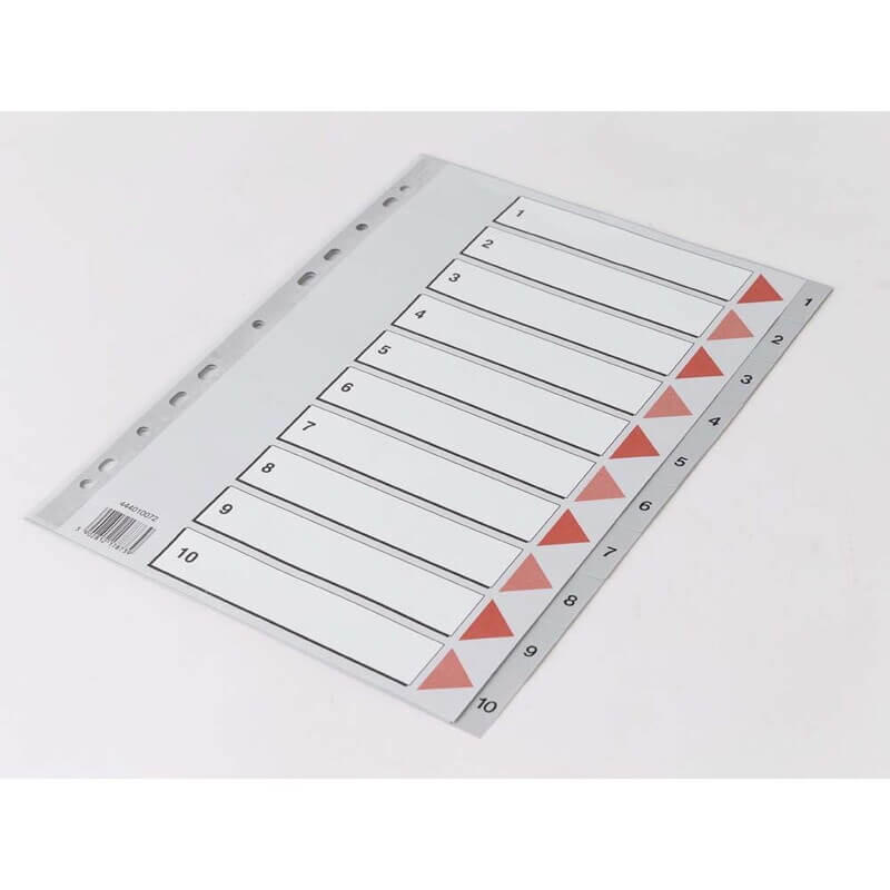 Plastregister Q-Line A4 1-10 grå m/kartonforblad 17873