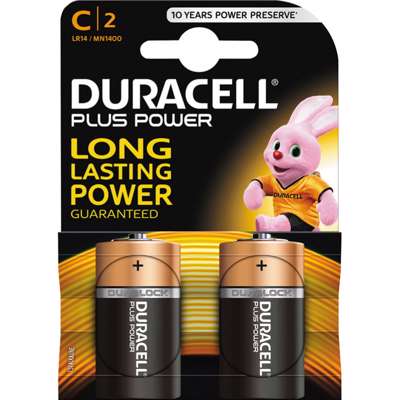 Batteri Duracell Plus Power C 2stk/pak
