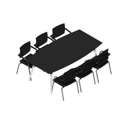 Konferencebord Dencon XL 1928 206x110 HPL sort/hvid