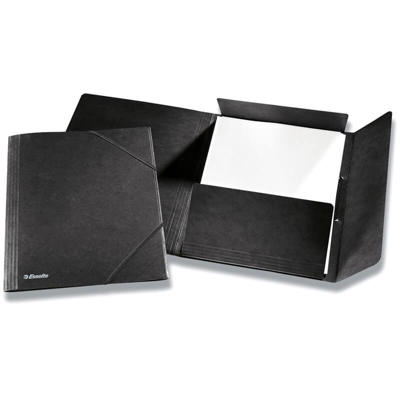 Mappe A4 Esselte m/elastik karton m/3 klapper, sort