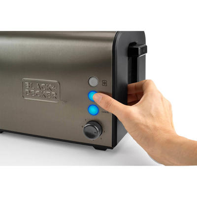 Brødrister Black-Decker 2-skiver ekstra gitre børstet stål