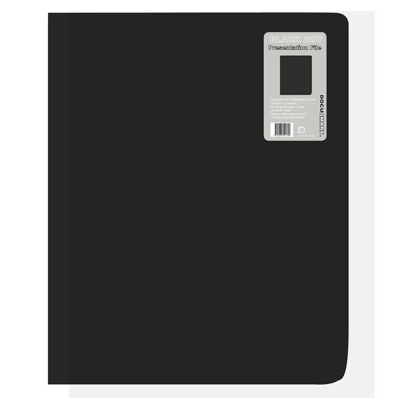 Demomappe PP BNT A4 sort m/10 lommer+forsidelomme