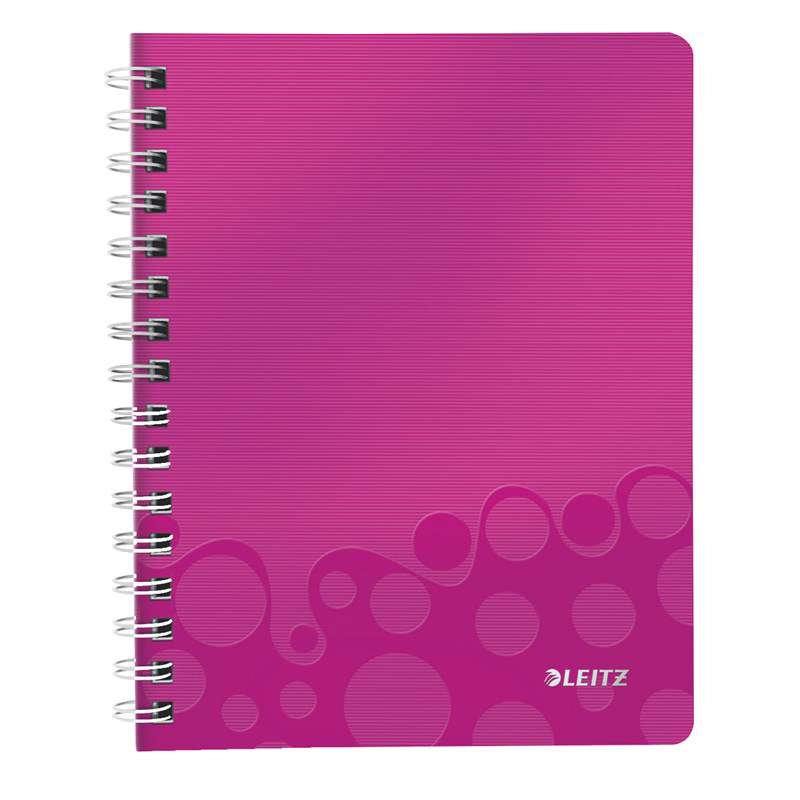 Notesbog Leitz WOW PP A5 lin m/hul 80g 80 blade pink