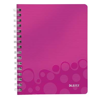 Notesbog Leitz WOW PP A5 lin m/hul 80g 80 blade pink