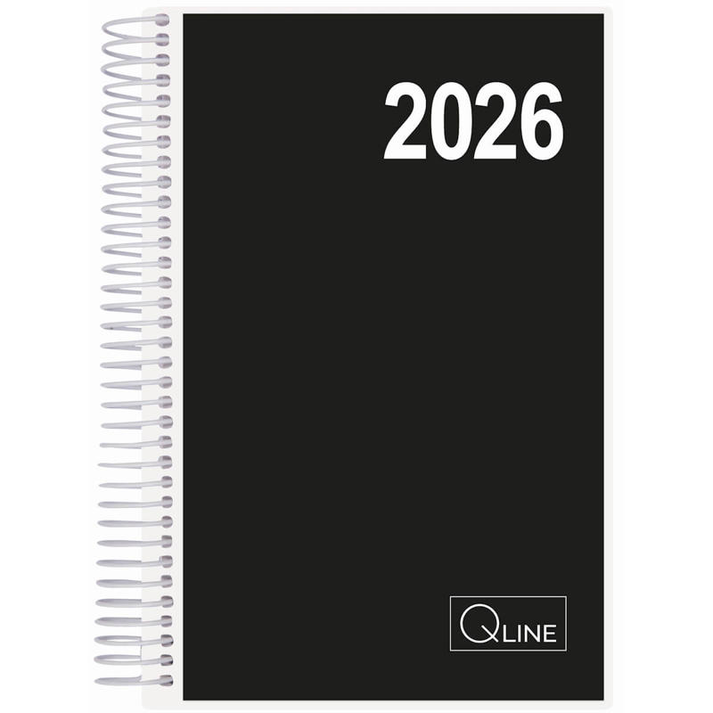 Spiralkalender Q-Line 2026 dagkalender sort. 12x17cm