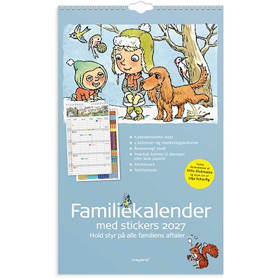 Familiekalender 2027 Mayland 4 kol. m. stickers