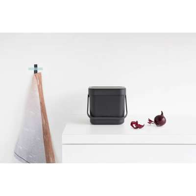 Affaldsspand med låg Brabantia Sort & Go Grå 3L