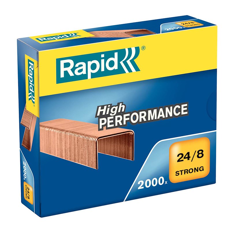 Hæfteklamme Rapid Strong 24/8 kobber 2000/stk/æsk