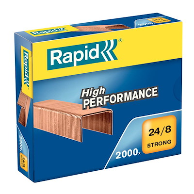 Hæfteklamme Rapid Strong 24/8 kobber 2000/stk/æsk