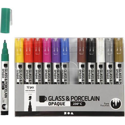 Marker Opaque Creas glas & porcelæn 12 ass