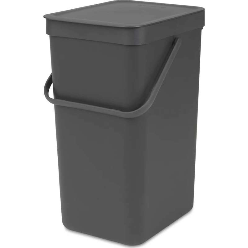 Affaldsspand med låg Brabantia Sort & Go Grå 16L