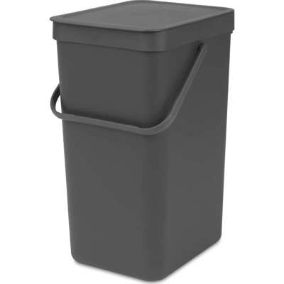Affaldsspand med låg Brabantia Sort & Go Grå 16L