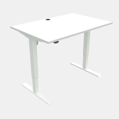 Hæve/sænkebord Conset 120x80cm hvid/ hvidt stel m. hjul