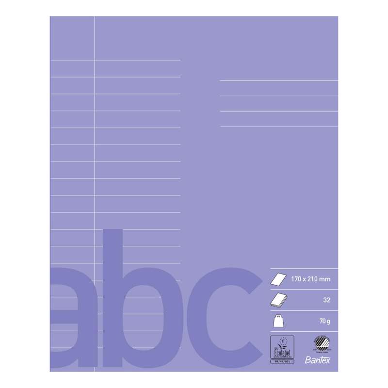 Skolehæfte Bantex 17x21cm lin 18 linjer 32bl 70g lys lilla