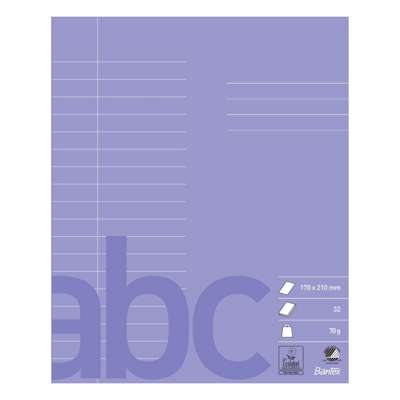 Skolehæfte Bantex 17x21cm lin 18 linjer 32bl 70g lys lilla