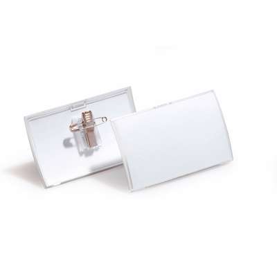 Navneskilt CLICK FOLD m/nål og klemme 54x90 25stk/pk