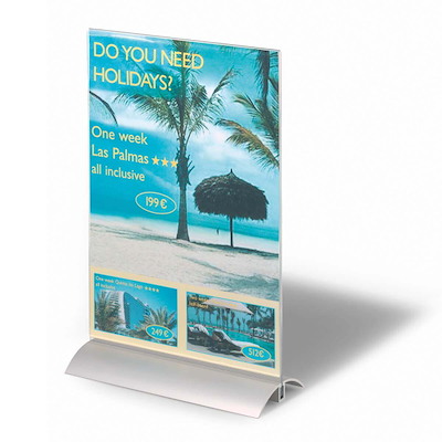 Bordskilteholder PRESENTER A4 alu/klar acryl