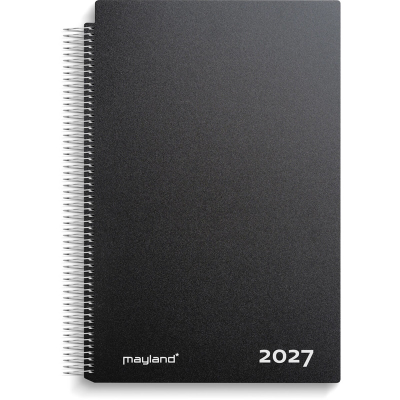 Aftalekalender A4 dag sort PP-plast 2027