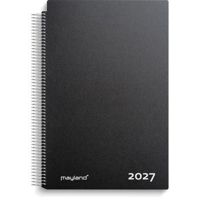 Aftalekalender A4 dag sort PP-plast 2027