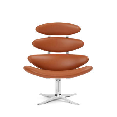 Stol Fredericia Corona Swivel Easy omni læder cogn./stål