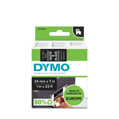 Labeltape DYMO D1 24mm hvid på sort