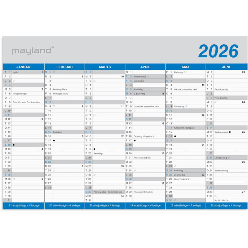 Kontorkalender Klassisk A5 2026