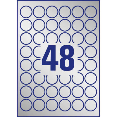 Etiketter Avery label outdoor sølv Ø30mm 48stk/ark L6129-20