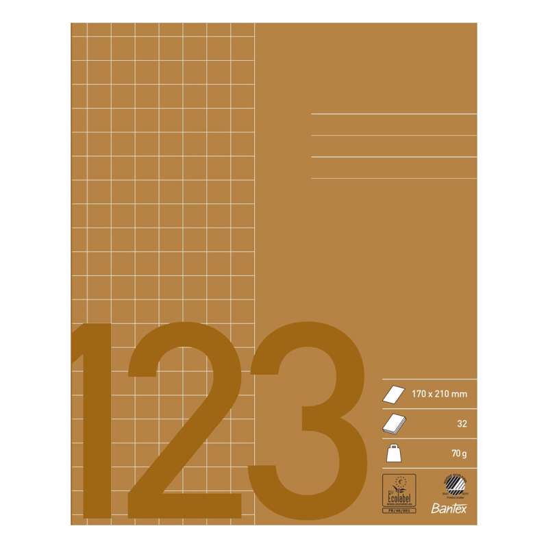 Skolehæfte Bantex 17x21cm kvad 10x10mm 32bl 70g brun