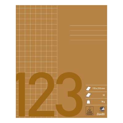 Skolehæfte Bantex 17x21cm kvad 10x10mm 32bl 70g brun