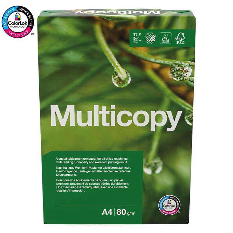 Kopipapir MultiCopy A4 80 g m/4 huller pk/500 ark