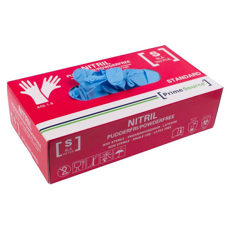 Nitrilhandsker Prime small blå pudderfri pk./100